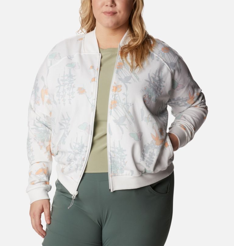 Jacheta Columbia Lodge French Terry Full Zip Dama Flori | Plus Size NJM0A19QZ